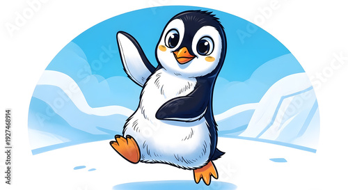 Wallpaper Mural A young penguin chick with scruffy feathers standing on ice Torontodigital.ca