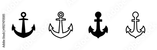 Anchor icon set. Anchor symbol logo. Anchor marine icon.