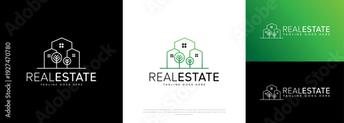 Modern Real Estate Logo Design – Property House Realty Construction Branding Template