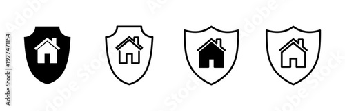 Home insurance icon set. home protection icon