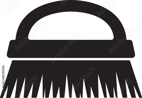 Cleaning Brush Icon Silhouette Handheld Scrub Brush Vector Illustration for Maintenance Cleaning and Janitorial