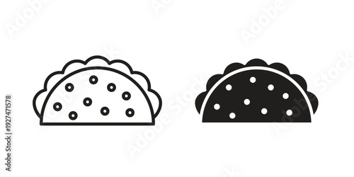 Taco icon. Outline and flat icons collection. EPS10