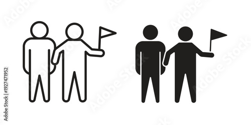 Tour guide people icon. Outline and flat icons collection. EPS10