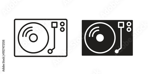 Turntable icon. Outline and flat icons collection. EPS10