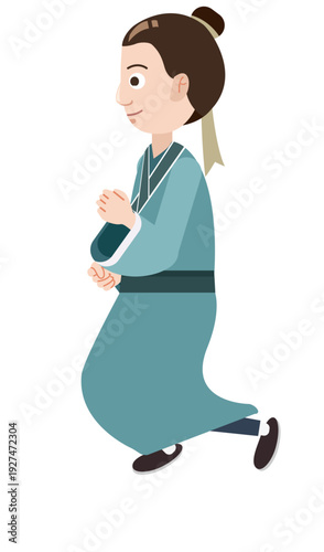 young man in suit holding gun and bag