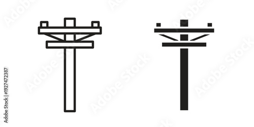 Utility pole icon. Outline and flat icons collection. EPS10