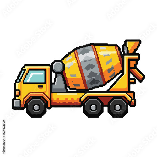Yellow Concrete Mixer Truck Illustration