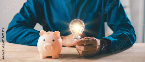 фотографія Innovation idea for piggy bank financial money energy investment save retirement