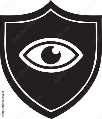 Black Shield with Eye Icon Vector