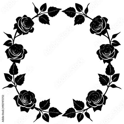 Elegant Rose Garland Border Floral Frame for Wedding Invitations & Decorative Designs