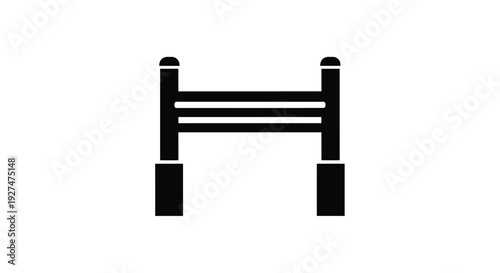 Simple black silhouette of a horse jump with three bars