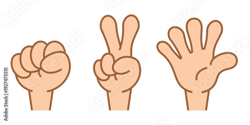 かわいいじゃんけんグーチョキパーのイラストセット