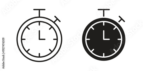 Timer clock icon symbol vector illustration on white background. Flat design.