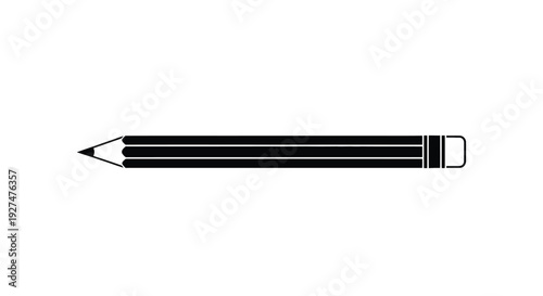 Simple black and white illustration of a standard wooden pencil on white