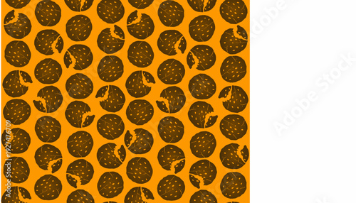 Cookie Pattern Design. Seamless Bite Motif. Hand Drawn Vector. Decorative Textile Background.