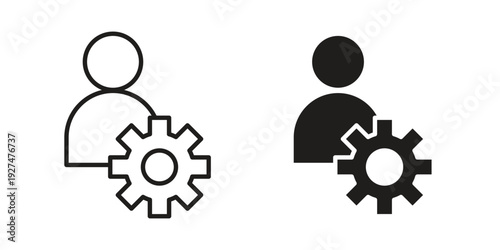 User gear icon symbol vector illustration on white background. Flat design.