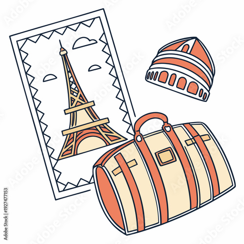 Vintage Travel Souvenir Badge Vector – Retro Tourism Emblem Graphic Design