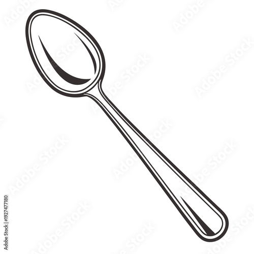 Minimal Spoon Icon Vector – Clean Kitchen Utensil Graphic Design for Web & Print