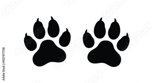 Two black paw prints isolated on a white background