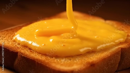 Golden melting cheese sauce generously poured over crispy toast