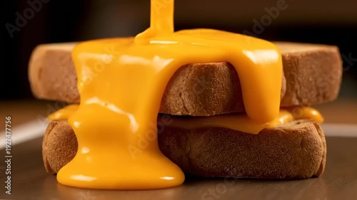 Mouthwatering grilled cheese sandwich with dripping melting cheese