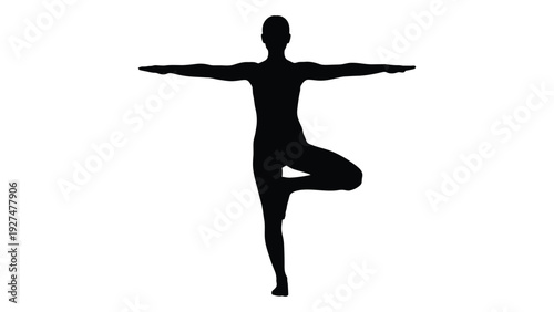 A person in a yoga pose with one leg bent isolated on white background, Vector