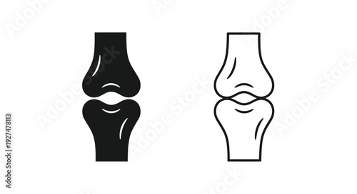 Simple illustration of a human knee joint in two contrasting styles