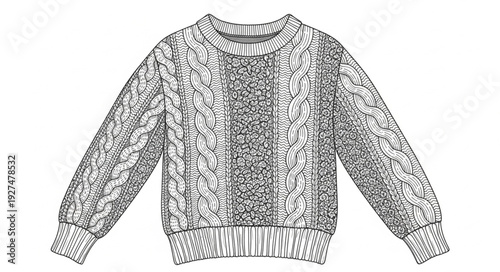 Black and White Knitted Sweater Design.