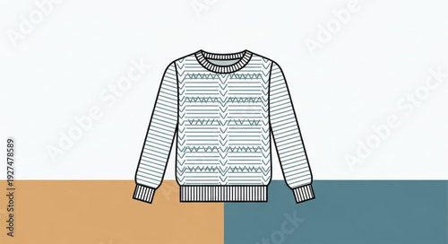 Black and White Knitted Sweater Illustration.