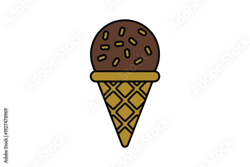 A colorful ice cream icon illustration with chocolate and nuts