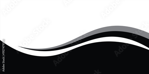 Abstract Black And White Wave Banner Background With Gray Swoosh Design