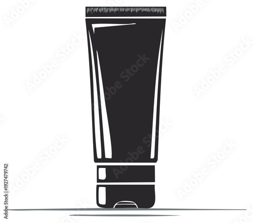 Illustration of Tube for cosmetic skincare sunscreen treatment packaging and product promotion with clean minimalistic vector style.