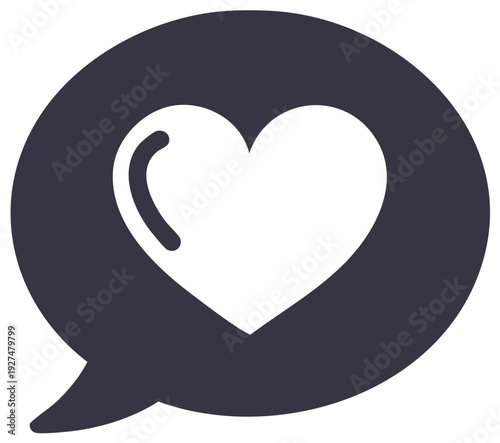 Heart symbol in a speech bubble depicting love message feelings and caring thoughts