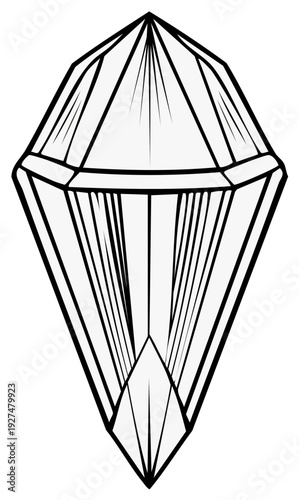 Stylized gemstone illustration with sharp facets and angular design