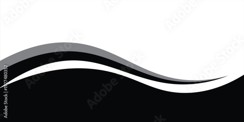 Abstract Black And White Wave Banner Background With Gray Swoosh Design eps 10