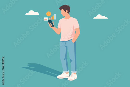 Cashless Financial Tax Transaction. Tax and Financial Digital Concept. Vector graphic illustration