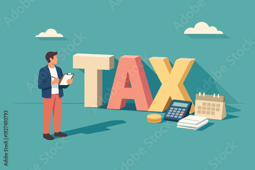 Corporate Digital Tax Reporting. Tax and Financial Digital Concept. Vector graphic illustration