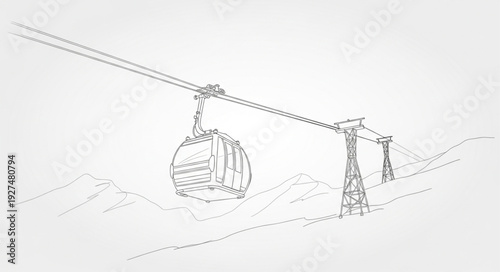 Cable Car Gondola Suspended in Air.