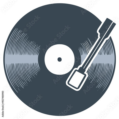 Vintage Vinyl Record Playing Music with Stylus and Grooves