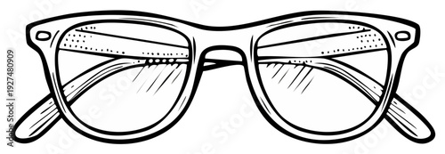 Retro Sunglasses Illustration. Eyeglasses with black frames and reflective lenses.