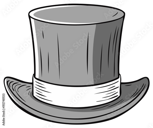 Elegant Top Hat Vintage Style Cylinder Hat Fashionable Accessory Formal Wear Illustration