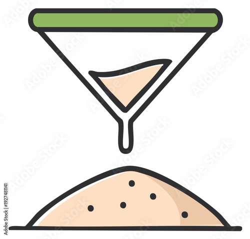 Hourglass sand flowing symbol of time measurement deadline and countdown concept