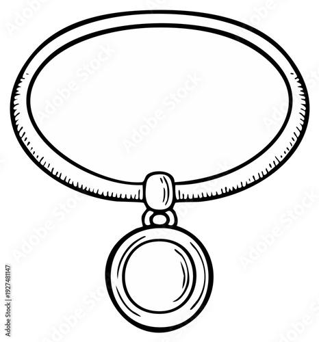Hand Drawn Sketch of a Circle Pendant Necklace