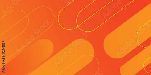 Abstract orange and yellow geometric background with rounded parallel pill shapes and outlines.eps 10