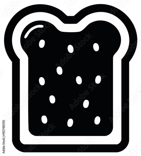 Black and white graphic icon representing a slice of bread with texture