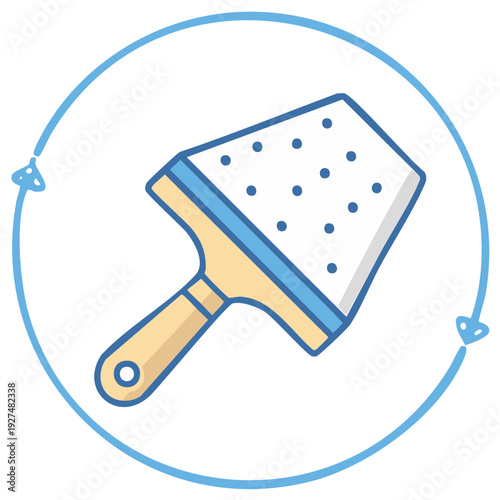 Cleaning squeegee tool with circular refresh arrow for hygiene or maintenance illustration