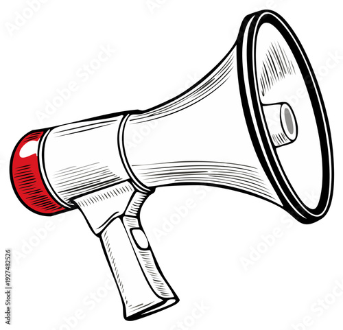 Megaphone Hand Drawn Communication Device Illustration Design Speaker Advertisement