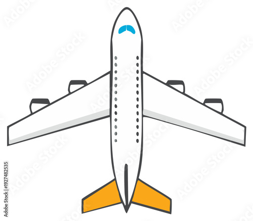Simple Overhead View of a Modern Commercial Passenger Jet Aircraft