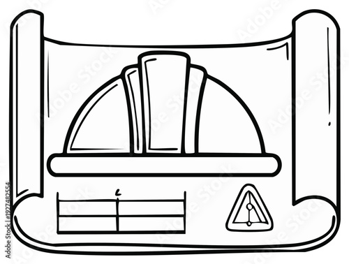 Construction Blueprint Doodle Hard Hat Engineering Design Architect Plan