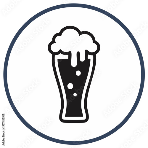 Beer icon in a blue circle perfect for design and branding